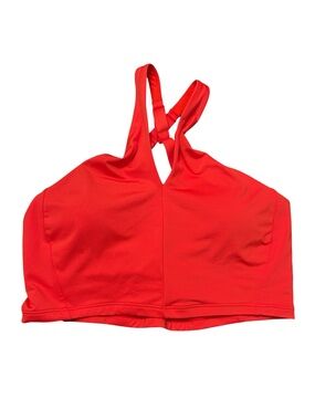 Athleta Bikini top Cross Front High Neck Bright Orange Swim/Athletic Size Large